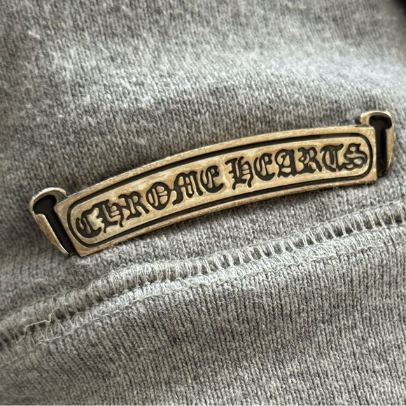 Chrome Hearts Triple Cross Paper Jam Mock Neck Grey Sweatshirt, Size XL - Picture 10 of 16